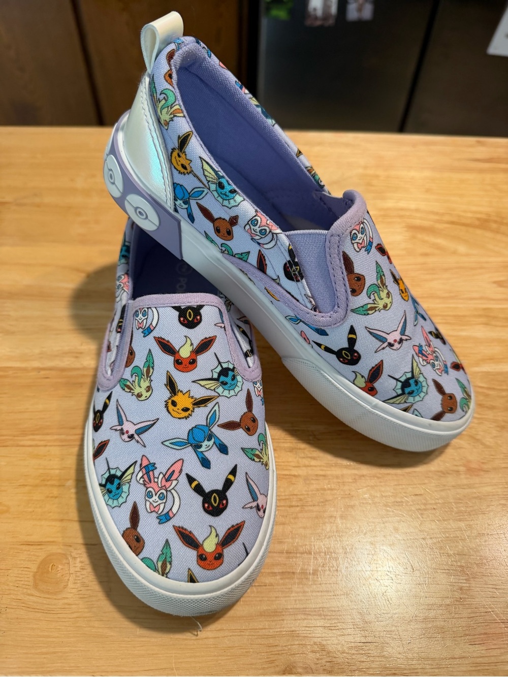Kids Slip-On Canvas Sneakers with Lavender Pokémon characters
